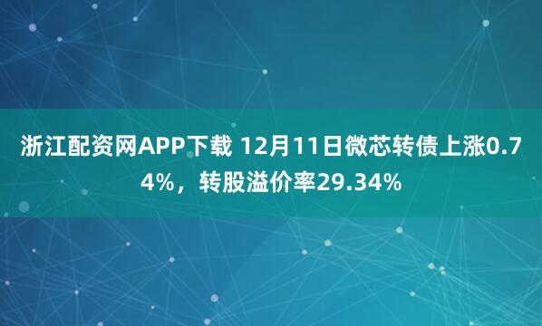 浙江配资网APP下载 12月11日微芯转债上涨0.74%,转股溢价率29.34%